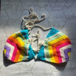 Bar lll Rainbow Crochet Bikini Top
